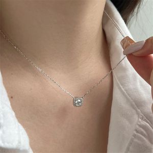 0.5ct diamond square necklace designer for woman party luxury 925 sterling silver pendant necklaces earrings fashion 5A zirconia earring jewelry womens gift box