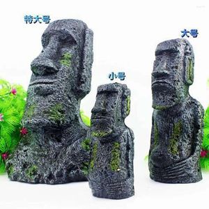 Estatuetas decorativas criativas cenários mundiais famosos Construindo Chile Páscoa Ilha Moai Estátua sala de estar Decoração de aquário