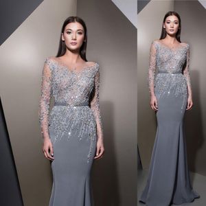 arabic silver sexy mother of bride dresses beaded sequins mermaid mother of groom dresses long sleeves formal evening party gowns zj495 2999