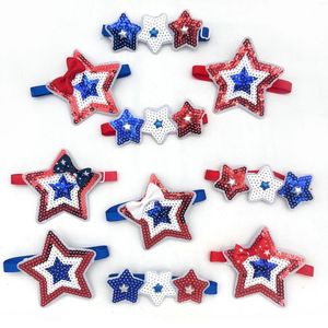 Dog Apparel Pet Sequin 4th Star of Style Independence Puppy Tie American Day Supplies 30/50 Grooming Bow Bowknot PCS Holiday