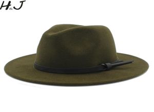 Kvinnliga män ull vintage gangster trilby filt fedora hatt med bred grim gentleman elegant lady vinter höst jazz caps t2001181515184