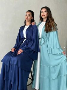 エスニック服ラマダンサテン着物abayaドバイトルコイスラムイスラムムスリムムスストドレス祈りの祈りの服女性のためのkaローブフェムムスルマネT240510