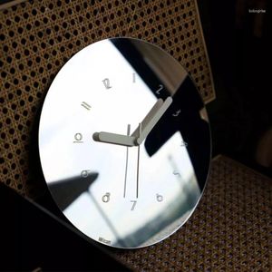 Duvar Saatleri Ayna Akrilik Saat Nordic Modern Basit Yuvarlak Sessiz Oturma Odası Ev Moda Dekorasyon Saati