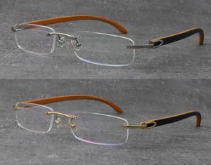 Whole Rimless Vintage Read Frames Glasses Famous Design Light Weight Wood Eyeglasses Unisex For Woman T8100905 Silver 18K Gold7982567