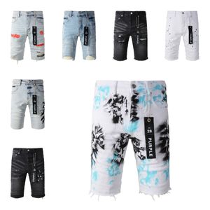 Jeans viola cortometraggi maschili designer corti jeans buche dritte night club estate blu jeans jeans pantaloni pantaloni buca stile di lusso pantaloni