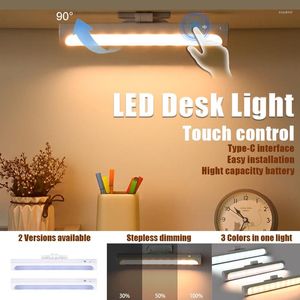 Table Lamps LED Desk Touch Control Night Light Dimmable Type-C Rechargeable Lamp Protect Eyes For Cabinet Reading Learning