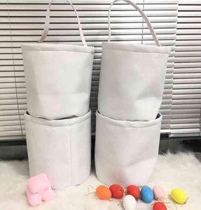 50PC Whole DIY Sublimation Easter Bucket White Blanks Basket Candy Toy Tote Handbag Festival Easter Decoration For Party Gift 3437455