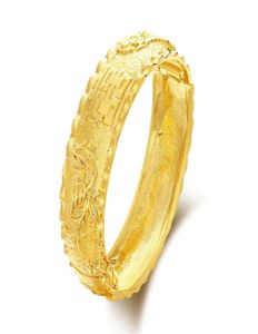 MGFAM 86BA Dragon e Phoenix Bangles Bracelets para jóias de casamento de noiva 24K Gold Plated Traditioal Style5100246