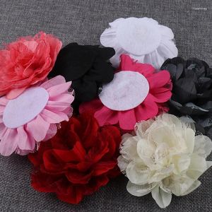 Fiori decorativi 10pcs 8 cm fatti abbigliamento abbigliamento da boutique ardori per capelli accessori per capelli fai -da -te in tessuto all'ingrosso