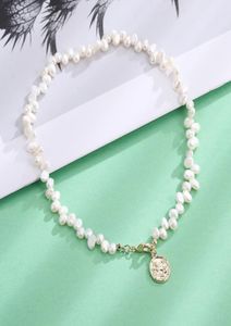 Dorado Vintage Natural Pearl Choker Chake Necklaces女性用のゴールドカラーメタルペンダントボヘミアンウェディングパーティージュエリーギフト2202124991507