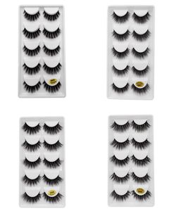 5PairsSet 3D Mink False Eyelashes tjock plast Black Cotton Full Strip Fake Eye Lashes For Party Make Up Tool With Cosmetic7171976