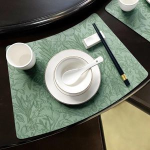 Tischmatten Chinesische Leder-Placemat-fächerförmige ölfeste und eisenfeste High-End-High-End-El-Heimmatte im westlichen Stil
