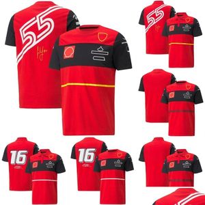 Motorcykelkläder 2022 F1 Racing Team Red T-shirt Forma 1 kostym Kort ärmar Jersey Motorsport utomhus snabb-torr sportskjorta anpassad oti6u