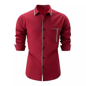 Mens Long Sleeve Hawaiian Shirt Summer Casual Factory Direct Sale Cotton Red Shirt Vintage Blus TOPS PLUS STORLEK 3XL ÖVERSIDALT TOPS ANTI-SHRINK BROADCLOTH MENS SHIRT