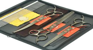 Meisha 7quot Japan Piet Scissors Cucioni per toelettatura per cani Set di cesoie curve dritte Animali utensili da taglio dei capelli Kit HB05937553