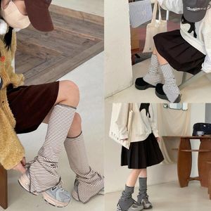 Donne calzini Fashion Y2K Long JK Students Girls Boot Covers a strisce