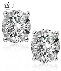 Iogou Roundcolor 8.0mm Diamond Simple Four Claw Earrings for Ladies Classic 925 Sterling Silver Engagement Present 2202168684829