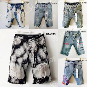 Herrendesigner Purple Hip Hop zerrissen Denim Shorts 816333 28-40