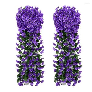Decorative Flowers Outdoor Artificial Hang Fake Violets Vines For Balcony Fence Garden Door Wedding Indoor Home