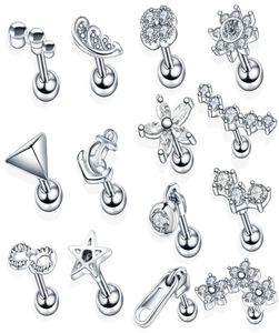 1PC stalowy kryształowy kwiat lage helx Orelha Ear Stud Tragus Barbell Piersing Labret Lip Pierścienie Seksowna urocza biżuteria 16G9212962