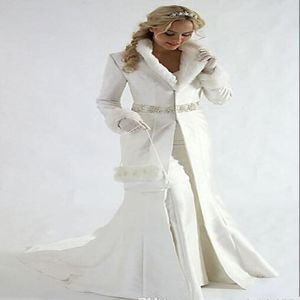 Generous Long Sleeves Bridal Coats Beaded Sequins Sash stain Formal Party Cloak long bride coats Faux Fur Warm bridal Bolero Jacket 325y