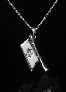 Punk Stainless Steel Kitchen Knife Pendant Necklace Men Woman Chinese Style Chef Blade Hip Hop Jewelry Necklaces6796229