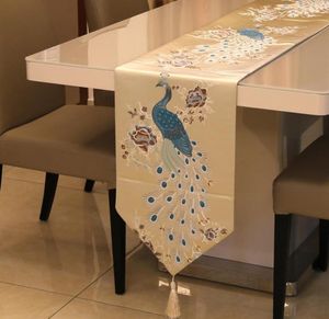 Fashion Classical Peacock Table Runners Wedding Party Decor Dining Table Coffer Table Table TV Cabinet Trabbelduk Bädd Rummi6541650