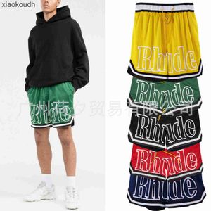 Rhude High End Designer Shorts for Trendy Fashion Tide High Street Bicolor Splot Stripe Elasts Sports Mesh Koszykówka dla mężczyzn i kobiet z oryginalnymi tagami 1: 1