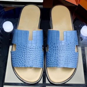 Män tofflor designer sandaler izmir flip flop läder arv kalvskinn sandaler sommar lat stor blå mode hem strand casual glides svart handgjorda hög kvalitet
