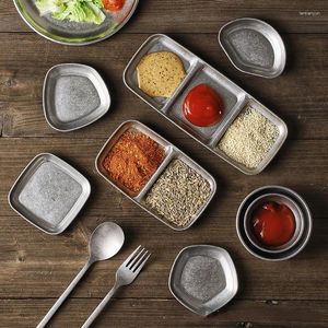 Plates 304 Stainless Steel Camping Seasoning Plate Tray Sauce Dish Spice Pepper Roast Dishes Bowl BBQ Tableware