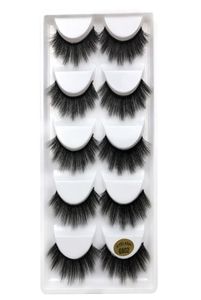 5PairsSet 3D Mink False Eyelashes tjock plast Black Cotton Full Strip Fake Eye Lashes For Party Cosmetic Make Up Tool With Box 5587131