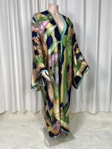 Sukienki plus size 2024 SAUDI Arabia luźna jedwabna maxi sukienka Summer Beach Bohemian Srabe Africa Kaftan Swim Suit Suit