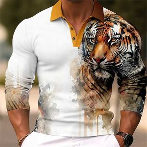 Polos masculinos Tiger Eagle 3D T-shirt de mangas compridas de manga longa Adequada para roupas de gaiola de roupas de gaiola para homens de alta qualidade Polol2405