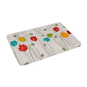 Carpets Green Flowers Of Poppies Non Slip Absorbent Memory Foam Bath Mat For Home Decor/Kitchen/Entry/Indoor/Outdoor/Living Room