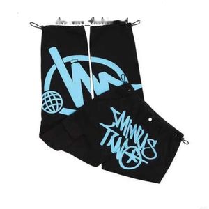 MINUSTWO PANTSバギージーンズの男性ラインストーンカーゴ衣類パンタロースウェットパンツパンツサイバーグランジブラック美学ローライズパンツ114