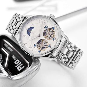 Qlls Cherokee Szwajcarski zegarek męski męski zegarek mechaniczny w pełni automatyczny podwójny turbillon pusty wodoodporny zegarek