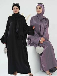 Ethnic Clothing Shimmer Batwing satyn khimar abaya luksus muzułmańska kaftan sukienka palestyna abayas dla kobiet ka caftan szatę femme vestidos t240510