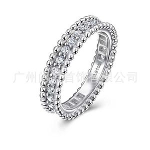 Anéis de jóias de luxo da moda global para casais Shiny 925 Silver Bead com anel estreito alto com vanly comum