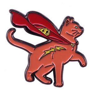 Çizgi Supercat Emaye Pin Broş Supergirl Kahraman Rozeti Sevimli Kedi Lover Hediye