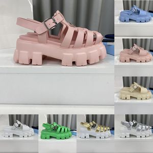 Designer Sandals Sandalo all'uncinetto Monolite in schiuma in gomma da 55 mm Spettata piattaforma di suola Sandles Slifori da donna Scarpe estive Flip Flip casual Muli Slide Sliders Panda