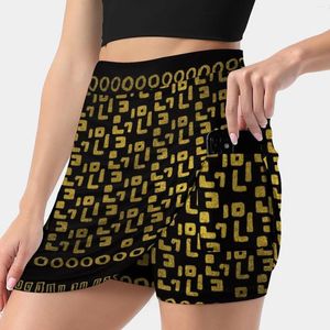 Schermate decorative oro e nero Tribal Etnic Pattern Women's Skirt Skort con moda tascabile in stile coreano 4xl