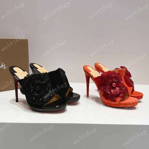 High quality designer women's Sandals High Heels 12cm stiletto Heels Black Orange Luxury Women's Dinner Shoes Sandals with dust bag Shoe box 34-43