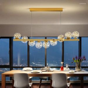 Lustres de lustres nórdicos lustre de teto lustre bolas de vidro G9 Led para mesa de jantar de mesa cozinha lâmpada pendente luzes de lâmpada