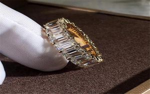 Nowa przybycie luksusowa biżuteria 925 Sterling Silverampgold napełnienie księżniczki Cut White Topaz CZ Diamond Women Wedding Engageme 5798103472503005