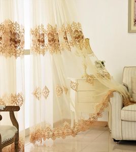 Cortinas de tule bege bordadas européias de luxo para a sala de estar varanda varanda de cortinas pura para o quarto WP16030 Y23051612