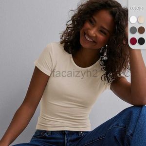 Women's T Shirt sexy Tees 2024 Women's Spring/Summer Solid Color Spicy Girl Y2K Top Slim Fit Short Sleeve T-shirt tops