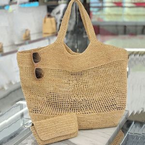 10A Designer Bag Tote Bag Yslbags Raffias Straw Shoulder Bag Luxury Handbag Women's Large iCare Classic Beach Handväska Luxury Grade Straw Woven Metal Letter Loulou Bag