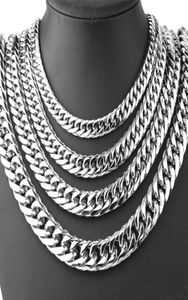 Halsband Mens Big Long Chainstainless Steel Silver Halsband Male Accessories Neckkedjor smycken på Fashion Steampunk9904636