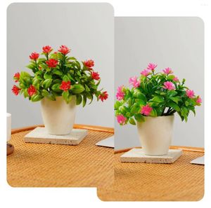 Kwiaty dekoracyjne mini sztuczny mały kwiat róży bonsai małe symulowane rośliny dotknięte do biurowników ozdoby ogrodu wazon wystroju domu