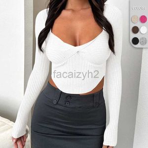 Women's T Shirt sexy Tees Autumn Winter New Top Thread Slim Fit Long sleeved T-shirt Sexy Naked Short Y2K Women's Wear tops
